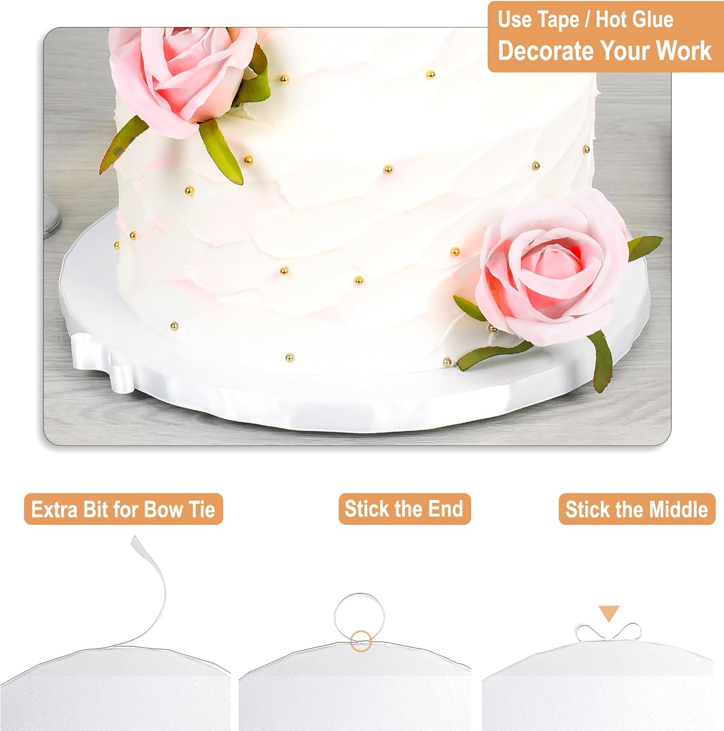 BOARDS+ Cake Drums 10 +12 Inch (20 Pack) | 1/2" Thick Cake Rounds | Free Prop Up Tool & Matching Ribbon | Sturdy, Greaseproof, Seamless Cake Circles For Presenting Heavy/Tiered Cakes