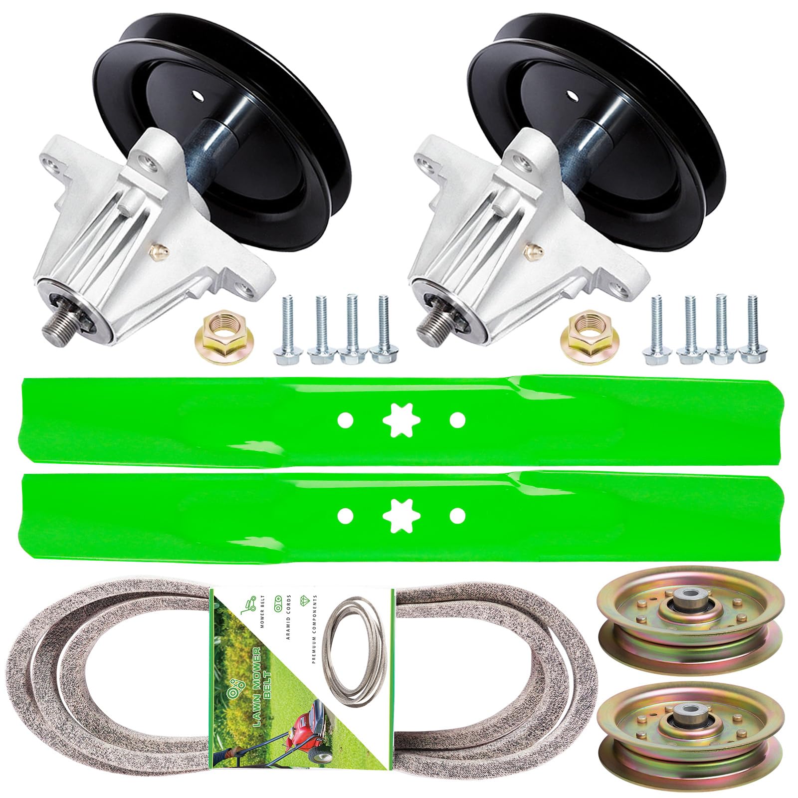 Kit de husillo de cubierta para cortacésped de 42 pulgadas para Crafts Man M TD LT1500 T1000 LT2000 13AJ795S004, incluye 2 husillos 918-04822 618-04889, 2 cuchillas 742-04308, 1 Lt 7544 -04060, 2