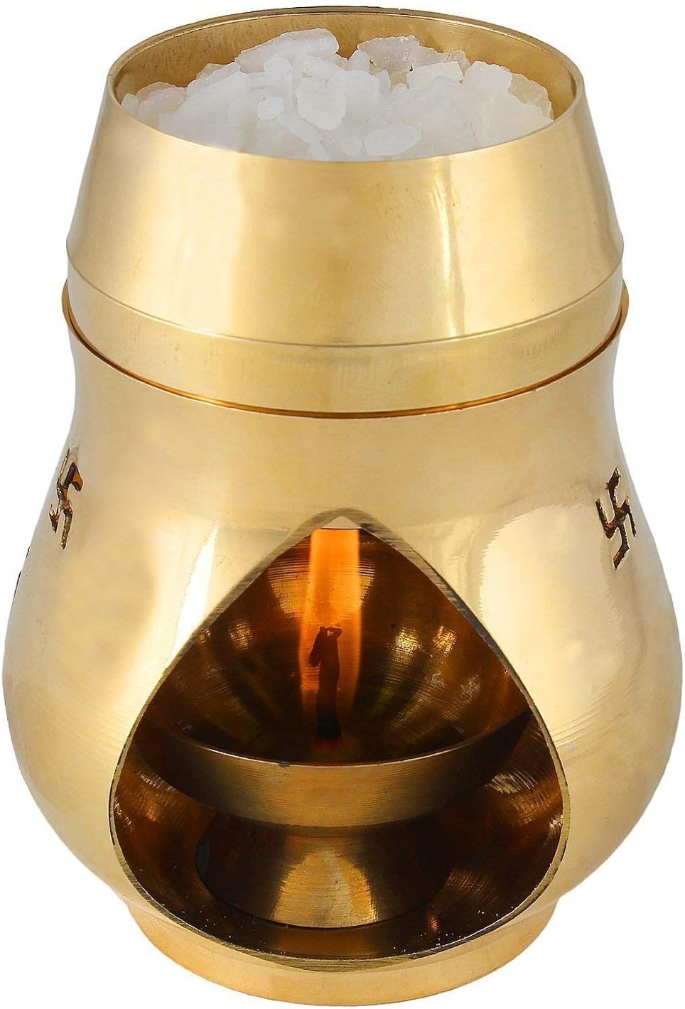Odishabazaar Positive Aura Brass Camphor Lamp- Protect House from All Negative Energies (3.1 x 3.1 x 6.3 inches)