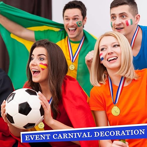 Miniatura 6 de Jexine Medallas de fútbol de 36 piezas para niños, estilo olímpico, medallas de oro con cintas, trofeo de fútbol de metal a granel para equipos