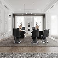 Vista 8 de Mermaid Dining Chairs Set of 4, Modern Kitchen Dining Room Armless Upholstered Side Chairs with PU Leather Cushion Seat and Sturdy Metal Legs