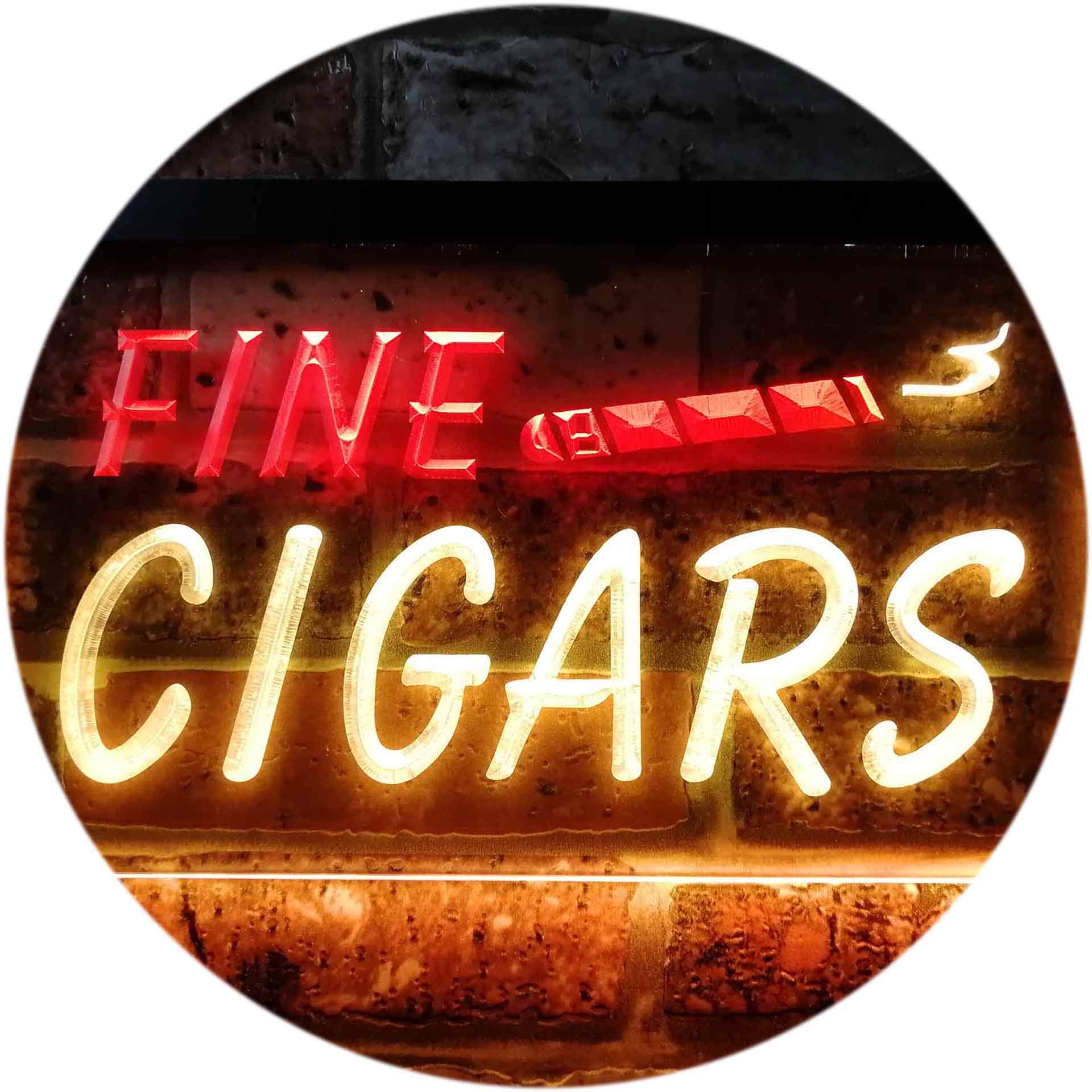 ADVPRO Fine Cigars Shop Open Dual Color LED Enseigne Lumineuse Neon Sign Rouge et Jaune 600 x 400mm st6s64-i0510-ry