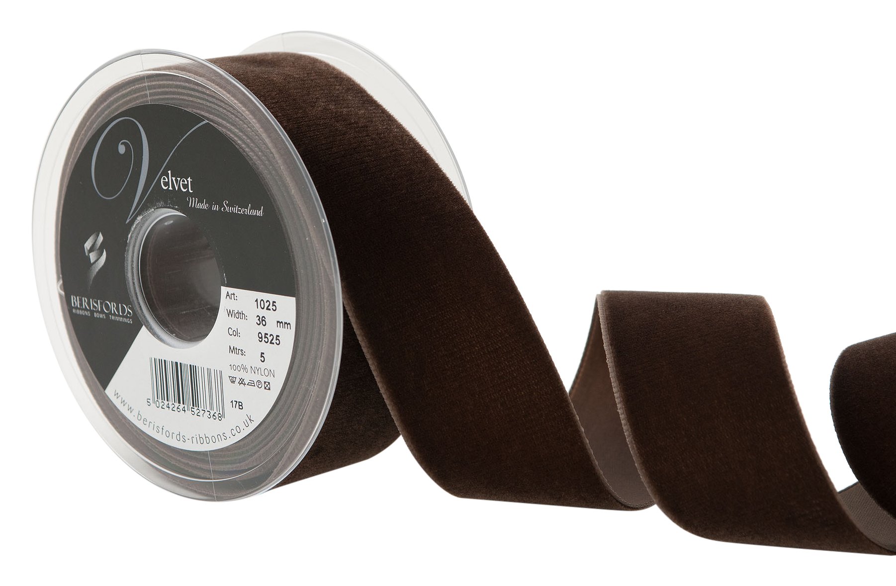 Berisfords 9525 Brown Velvet Ribbon Mini Roll