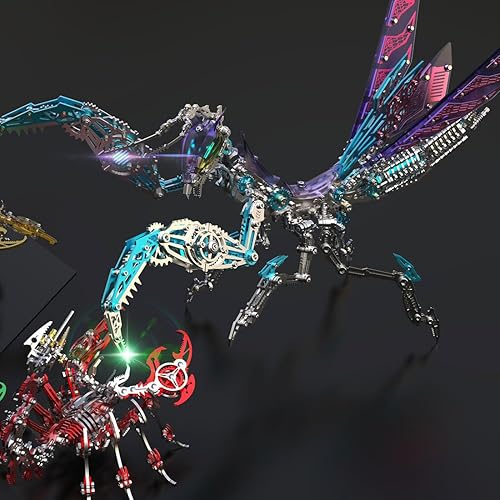 Miniatura 5 de ClearEdge Rompecabezas de metal 3D, kit de mantis morada, insecto mecánico steampunk, juguete de montaje de metal 3D para adultos y adolescentes,