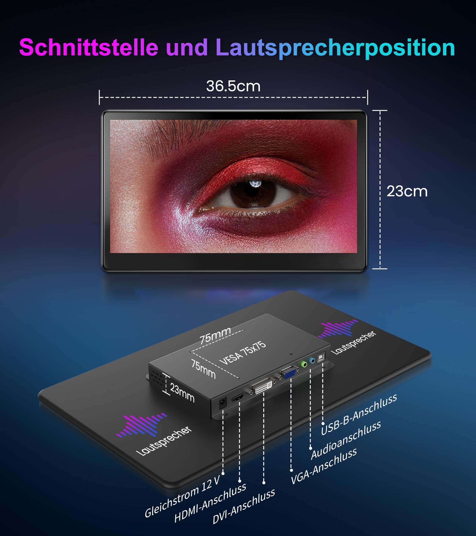 Schermo industriale portatile da 15,6 pollici con touch screen, monitor portatili mobili FHD 1920×1080 IPS per schermo laptop HDMI VGA DVI compatibile con PC, laptop, PS5/4, Xbox, Mini PC/PS/Switch