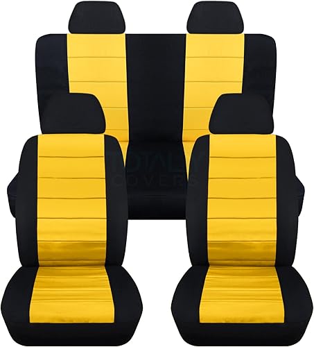 Totally Covers Compatible con fundas de asiento para Volkswagen VW New Beetle/Bug 1998-2011: negro y amarillo, juego completo delantero y trasero