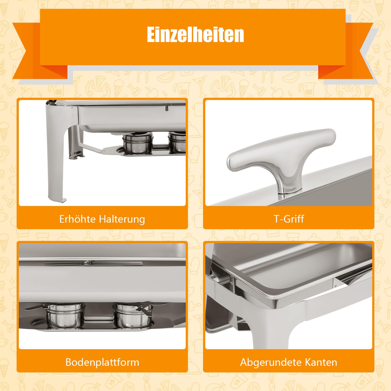 Edelstahl Warmhaltebehälter Kommerzieller Speisewärmer Warmbehälter Essen Warmhalten Behälter Catering Wärmebehälter für Speisen Buffetwärmer