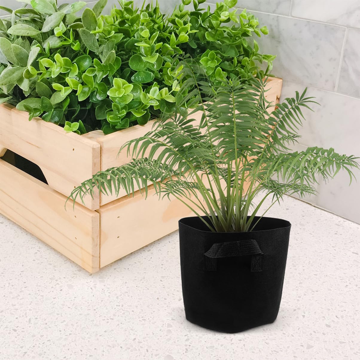 ibasenice Bolsas de Cultivo para Vegetales y Plantas, 5 Unidades, Tejido No Tejido, Asas Cómodas, Macetas de Jardín Capacidad de 10 Galones
