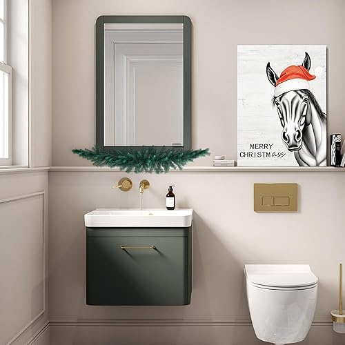 Miniatura 6 de Horse Wish Merry ChristmASS - Divertidas impresiones artísticas de pared de Navidad para baño, estilo retro, granja, Navidad, invierno, decoración
