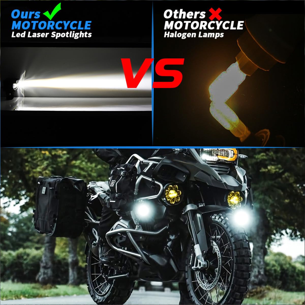Coppia Faretti Fendinebbia LED Moto Impermeabili Ip68 in Alluminio e PC Doppia Modalità Luce per Sicurezza Migliorata, per Moto ed E-bike Fuoristrada