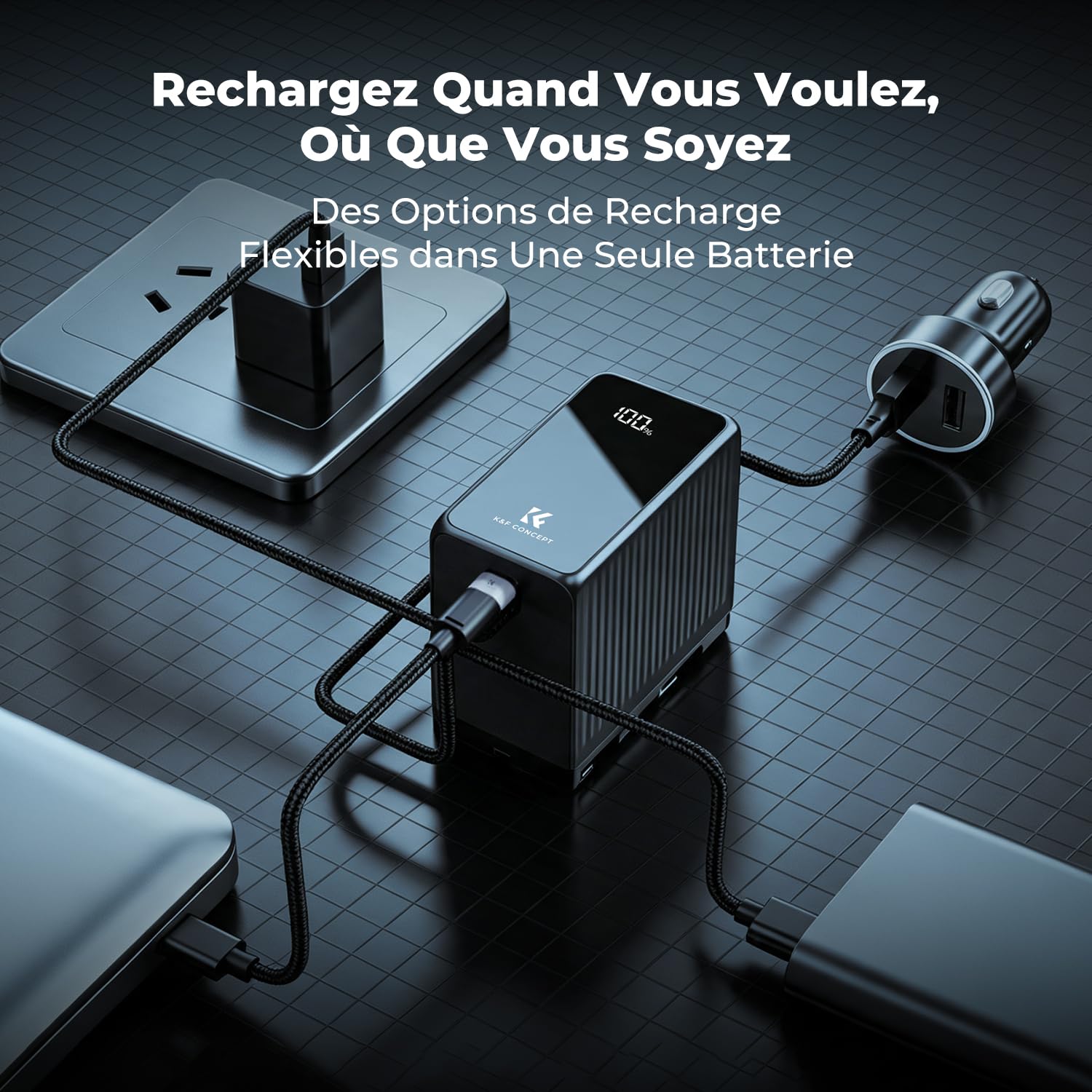 K&F Concept 10500 mAh NP-F970 Batterie Charge Rapide PD 45 W Compatible avec FX30/A7 IV/A7S III et R5/R6 et Z8, et Adaptée à Alimentation des Lumières LED et des Moniteurs