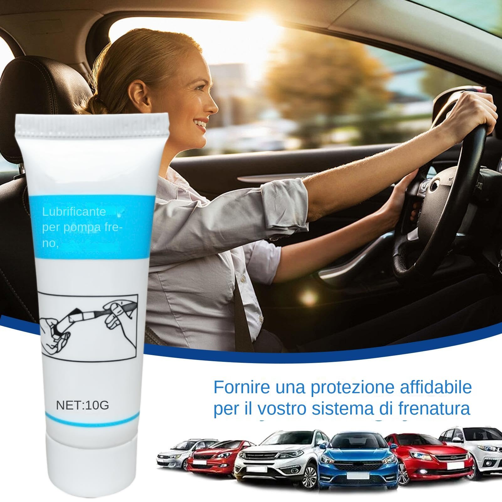 Lubrificante freno ad alta temperatura - grasso per pinza da 10 g, pasta freno a perni di guida, eliminatore di strillo del disco | Lube resistente al calore per perni cilindri, bordi del pad