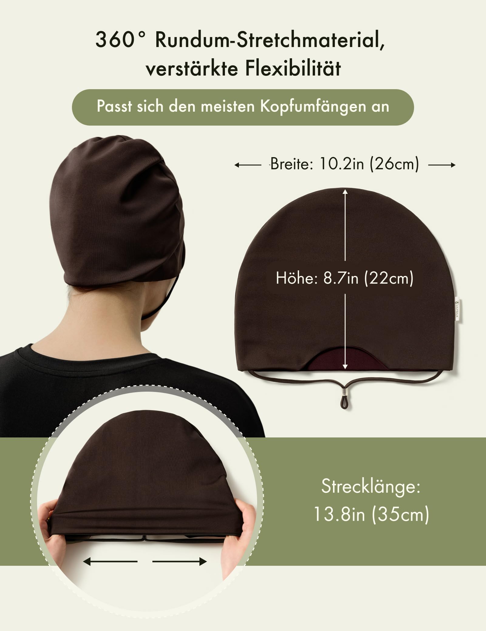 LilySilk Reine Seidenhaube zum Schlafen für Damen | Doppellagige lichtundurchlässige Haube mit verstellbarem Band für Reisen und Zuhause