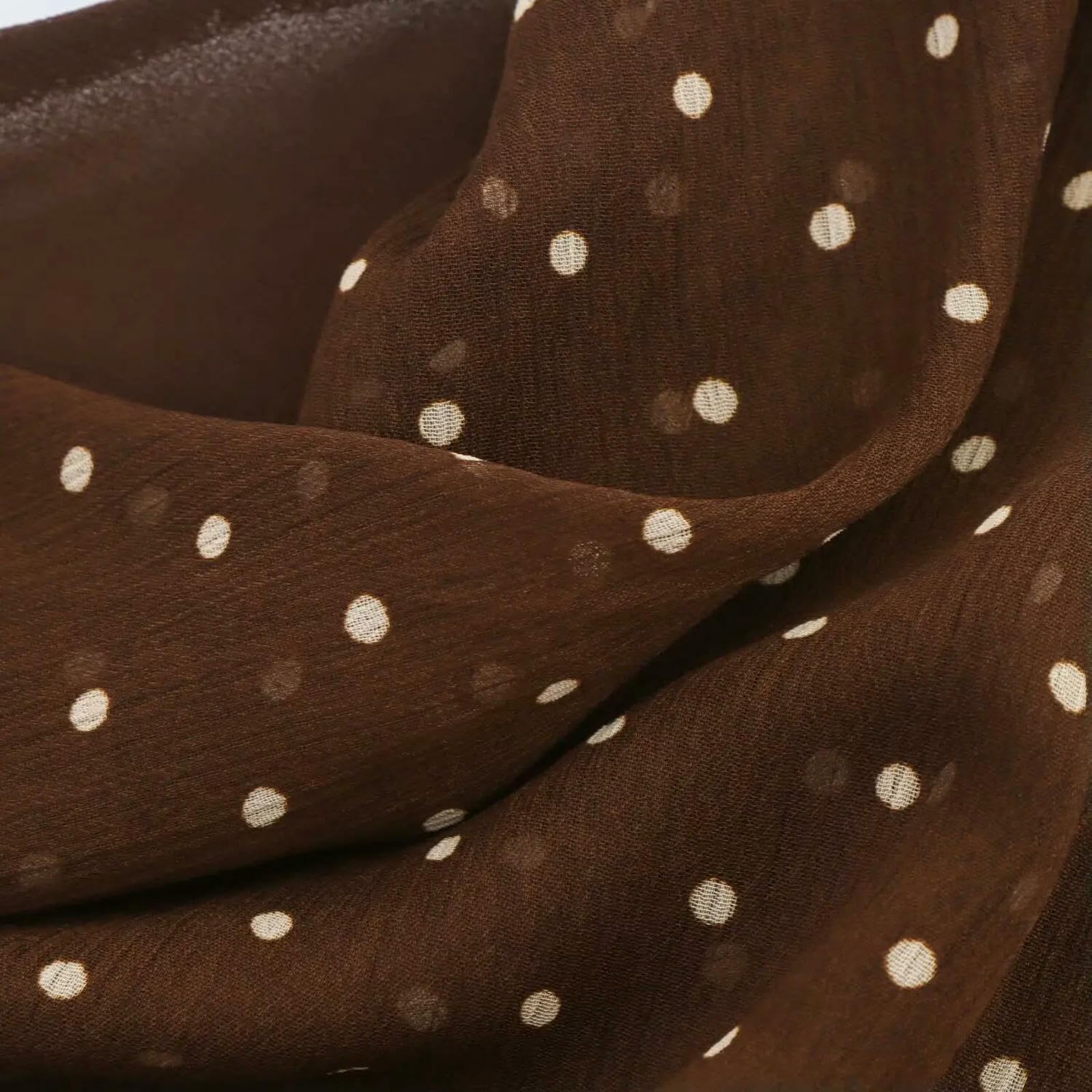 Abito Donna Invernale Temperamento Autunno Abbigliamento da Colletto A Pieghe Asimmetrico Pois-Marrone-l
