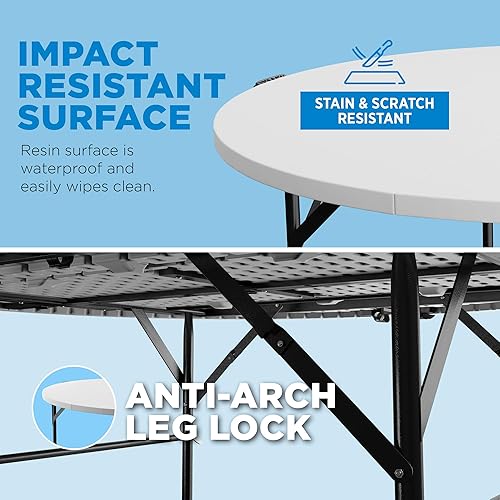 Miniatura 3 de Sorfey Mesa plegable redonda, 48.4 in redonda, plástico blanco