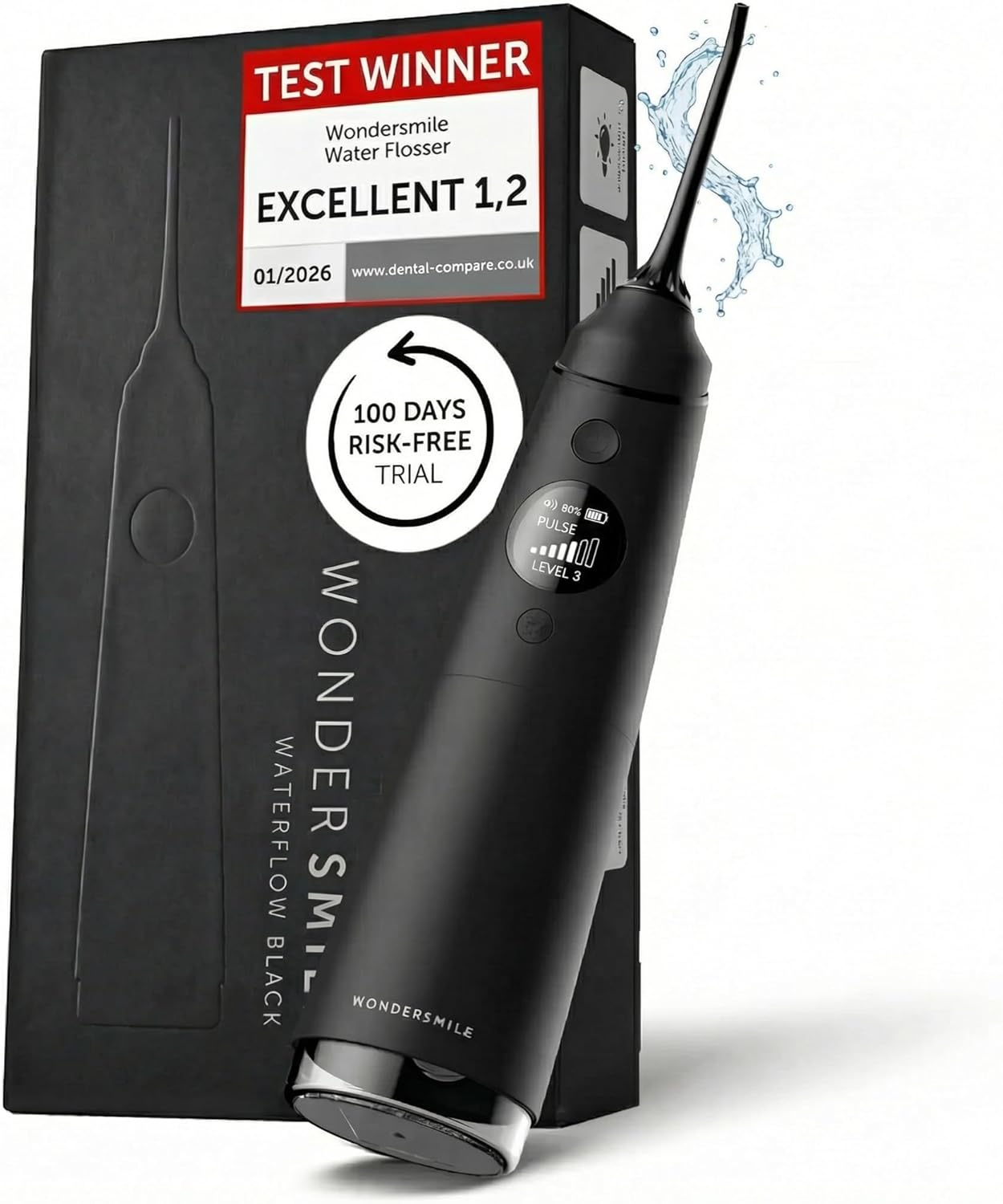Wondersmile PRO Oral Irrigator - Award Winner 2025-100 Days Risk-Free Trial - SmoothFlow Technology for Optimal Teeth and Gum Care - 5 Modes – Power Battery with 30-Day runtime (Ultimate Black)