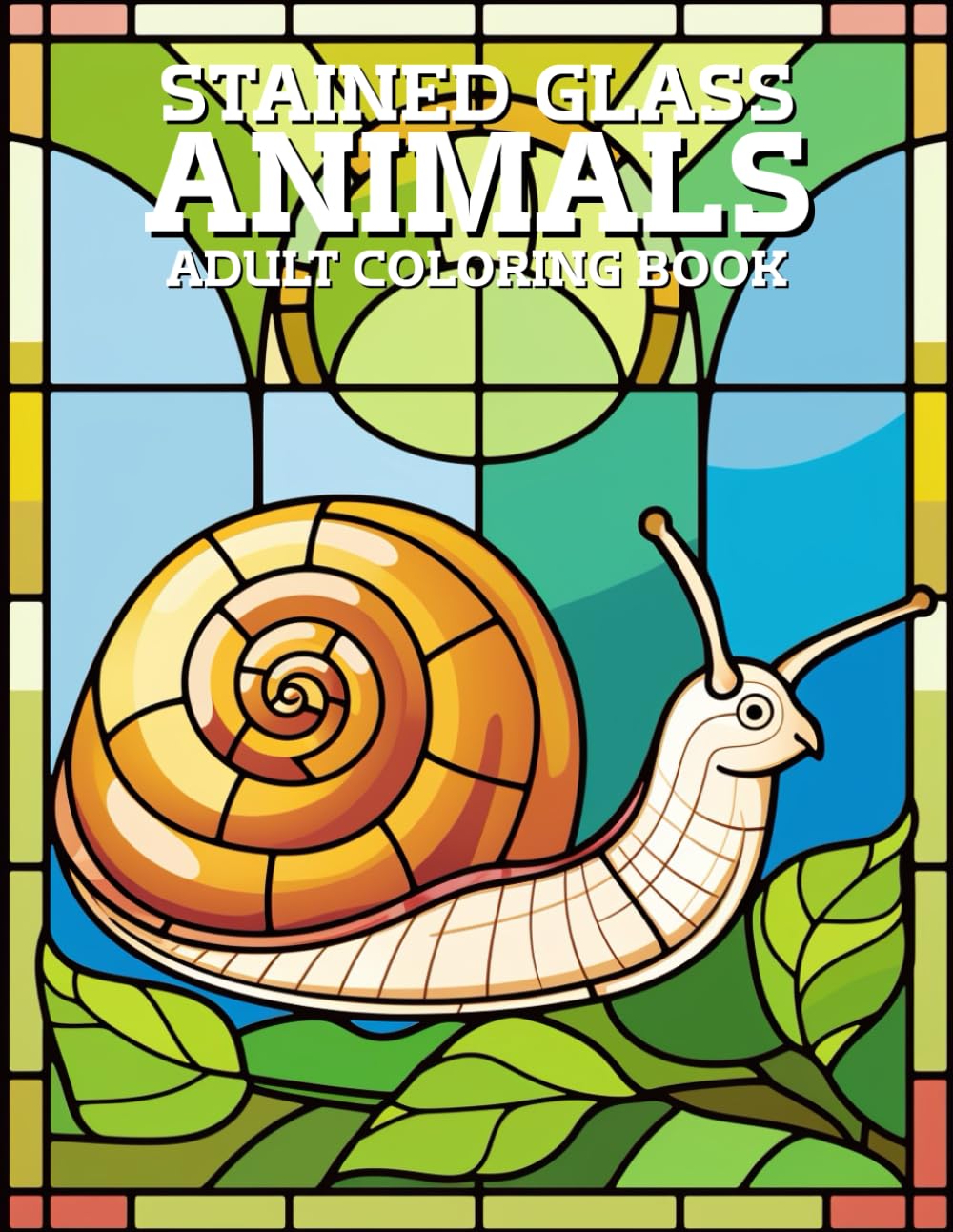 Stained Glass Animals Coloring Book: Beautiful Animal Designs in Stained Glass Style for Adults
