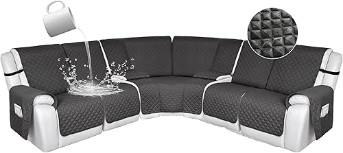 Miniatura 98 de HDCAXKJ 100% Fundas impermeables para sofá seccional reclinable en forma de L, funda de sofá reclinable acolchada lavable, fundas de esquina para