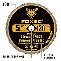 Vista 3 de FOXBC Hoja de Sierra Circular de 5-1/2 Pulgadas con 130 Dientes para Cortar Madera Contrachapada, Chapa, OSB, Plástico con Eje de 5/8 Pulgadas