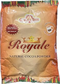 Golden Tree Royale Natural Cocoa Powder Bag, 250g, Hot or Cold Drink Mix, Sugar-Free, From Ghana