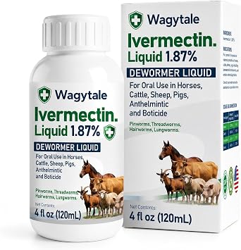 Ivemectin De-wormer Oral Liquid 1.87% for Horses - Pinworms,Threadworms,Hairworms,Lungworms Provides Treatment and Control of Adult and Fourth-Stage Larvae| 4oz120ml
