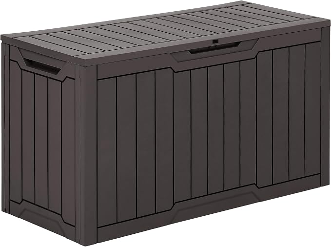 YITAHOME 100 Gallon Outdoor Storage Box, Large Water Resistant Resin Deck Box, Indoor Outdoor Lockable Storage Container for Patio, Garden, Cushions, Tools, Equipment (Black)