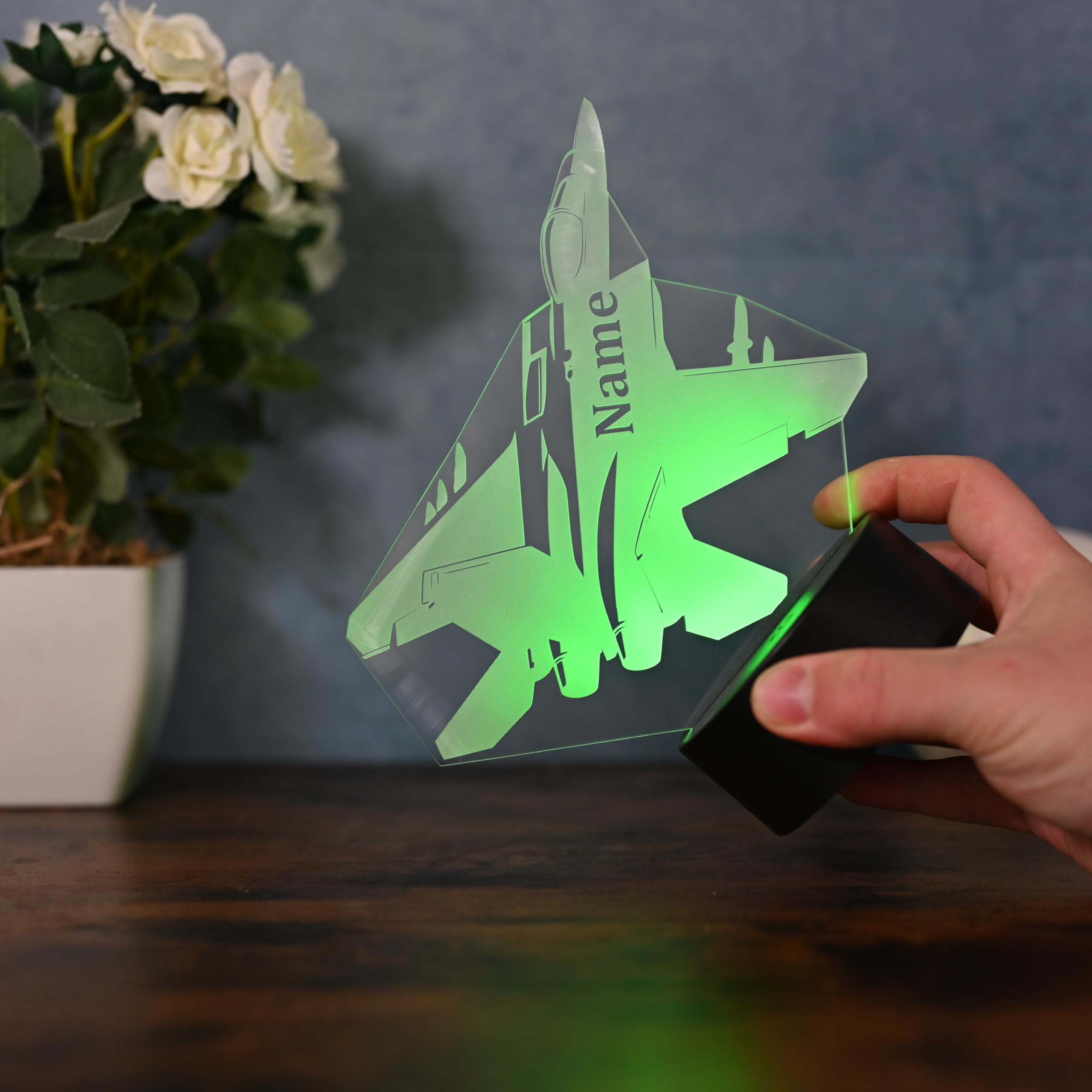Personalisierte LED-Kampfjet Lampe – Geschenk für Kampfjet Piloten, Jagdflugzeug Piloten und allgemein Jet Liebhaber