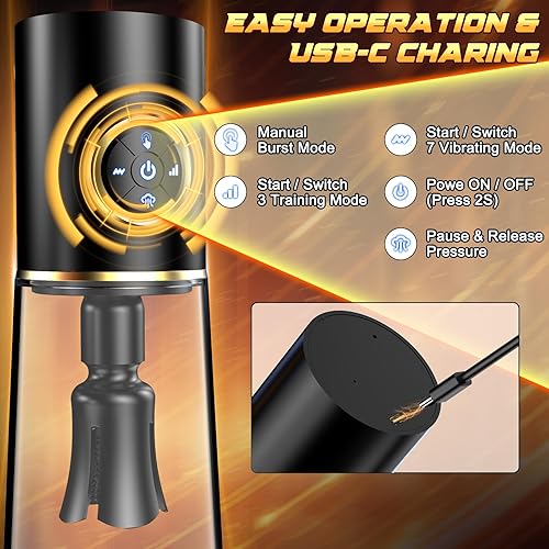 Vista 13 de Bomba eléctrica para pene, juguetes sexuales para adultos, ampliadora de pene para erección de hombres, extensor de agua de aire con 4 presión