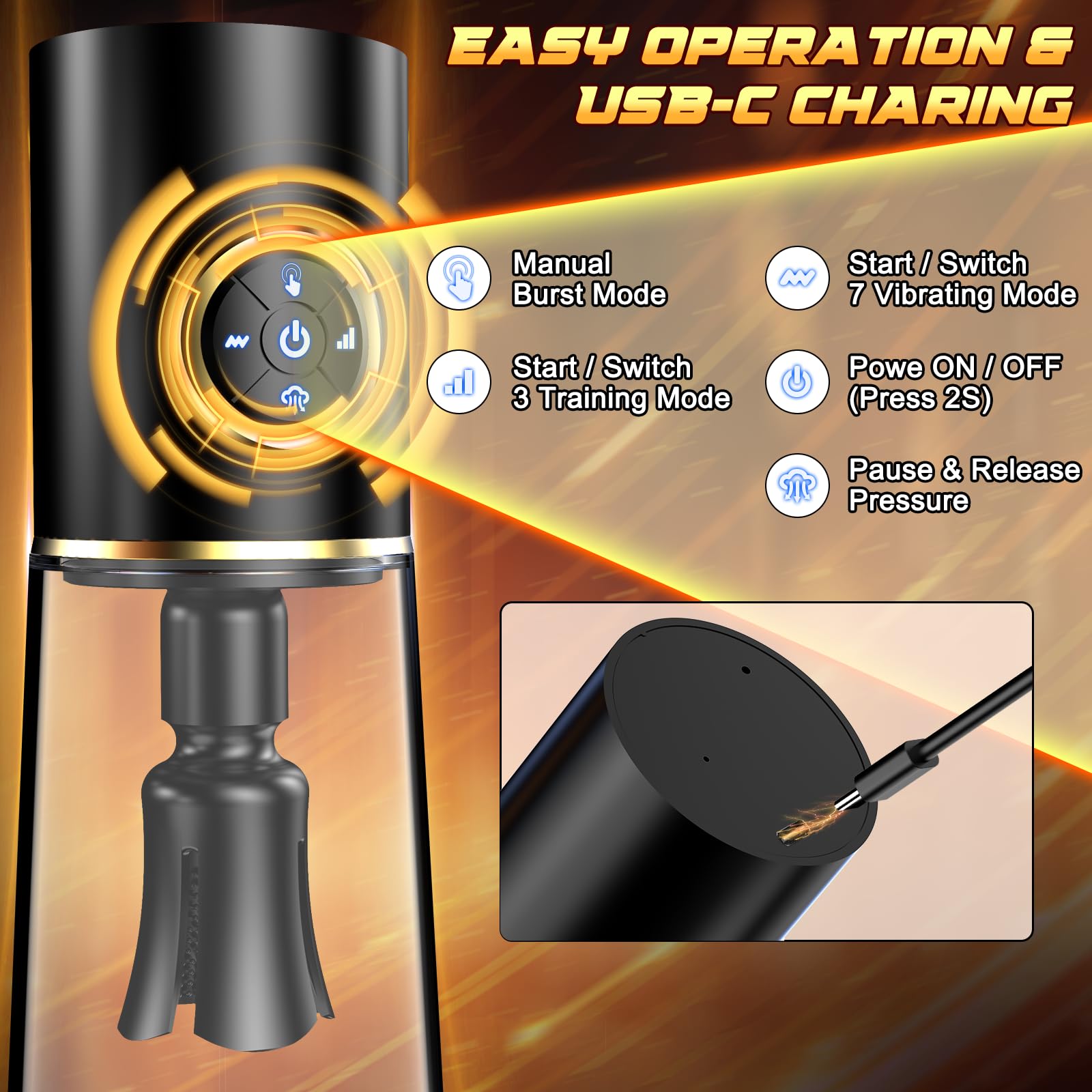 Pompa Pene Masturbatore per Uomo - Maschile Vibratore Sex Toys, Adulti Elettrico Giochi Erotici Ingranditore con 10 Modalità Diverse, Vuoto Pompe Aspiranti & Cock Ring Per gli Uomini che si Masturbano