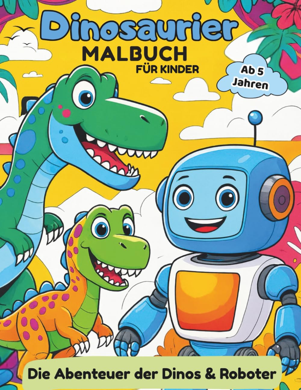 Dinosaurier und Roboter Malbuch für Kinder ab 5 Jahren: Spannende Abenteuer durch Zeit und Raum! 51 kreative Ausmalseiten voller Fantasie und Spaß – ... Malbücher für Kinder ab 5 Jahren)