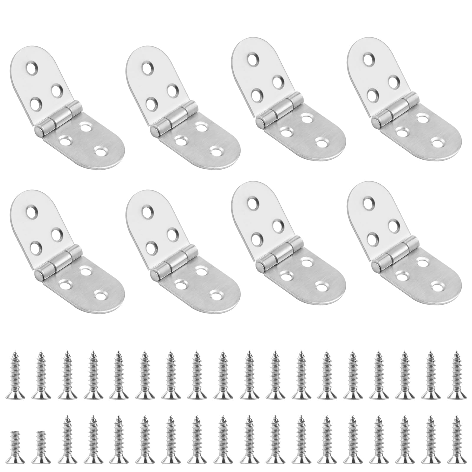 8 Pcs Folding Flip Top Hinges, Counter Flap Hinges for Wood 180 Degree Door Round Edge