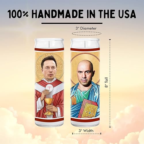 Miniatura 4 de Elon and Rogan Celebrity - Vela votiva de cera de soja hecha a mano sin perfume, regalo único para empresarios y amantes de los podcasts, decoración