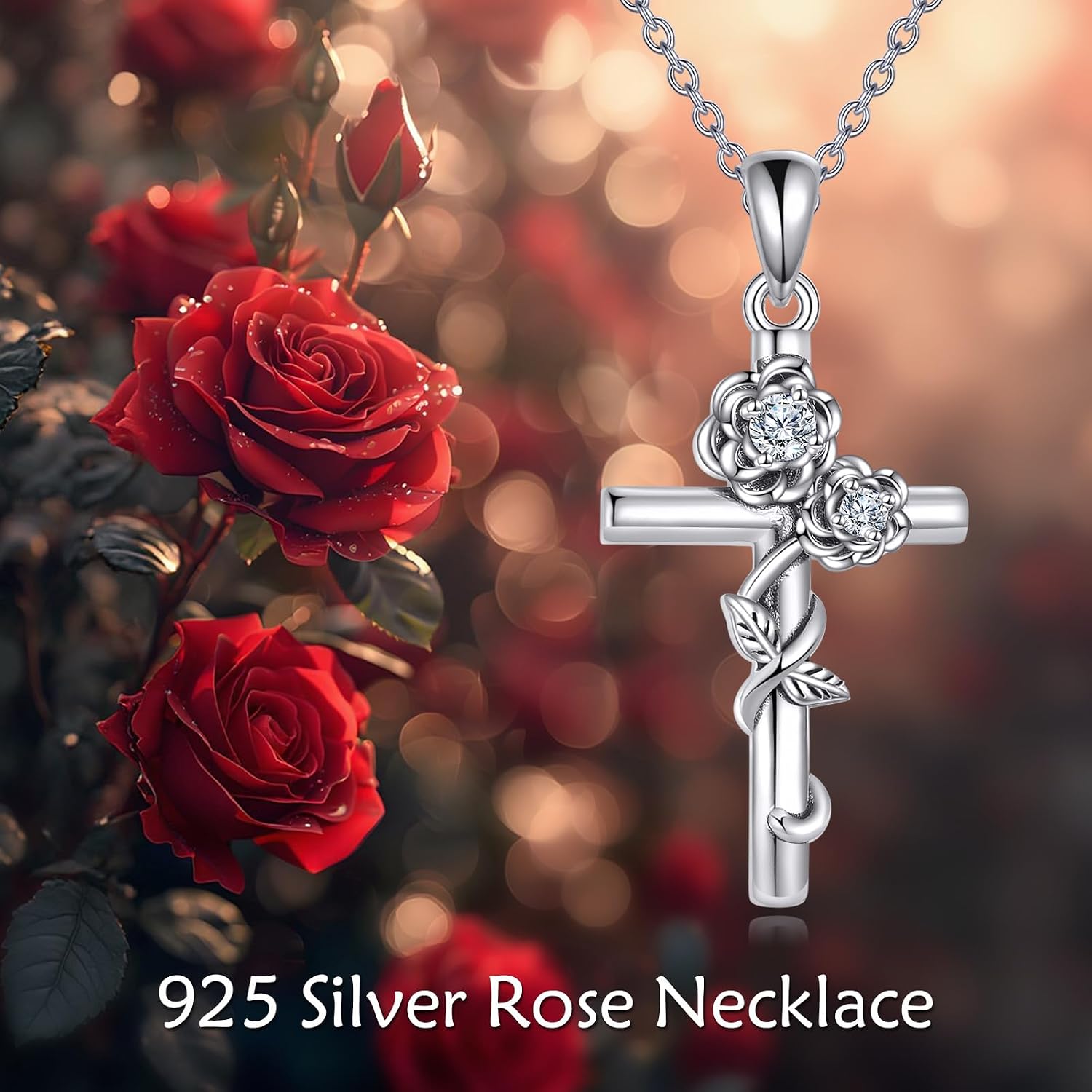 Moissanite Cross Necklace for Women 925 Sterling Silver Elegant Christian Faith Jewelry Ideal Gift for Christmas/Baptism/Anniversary