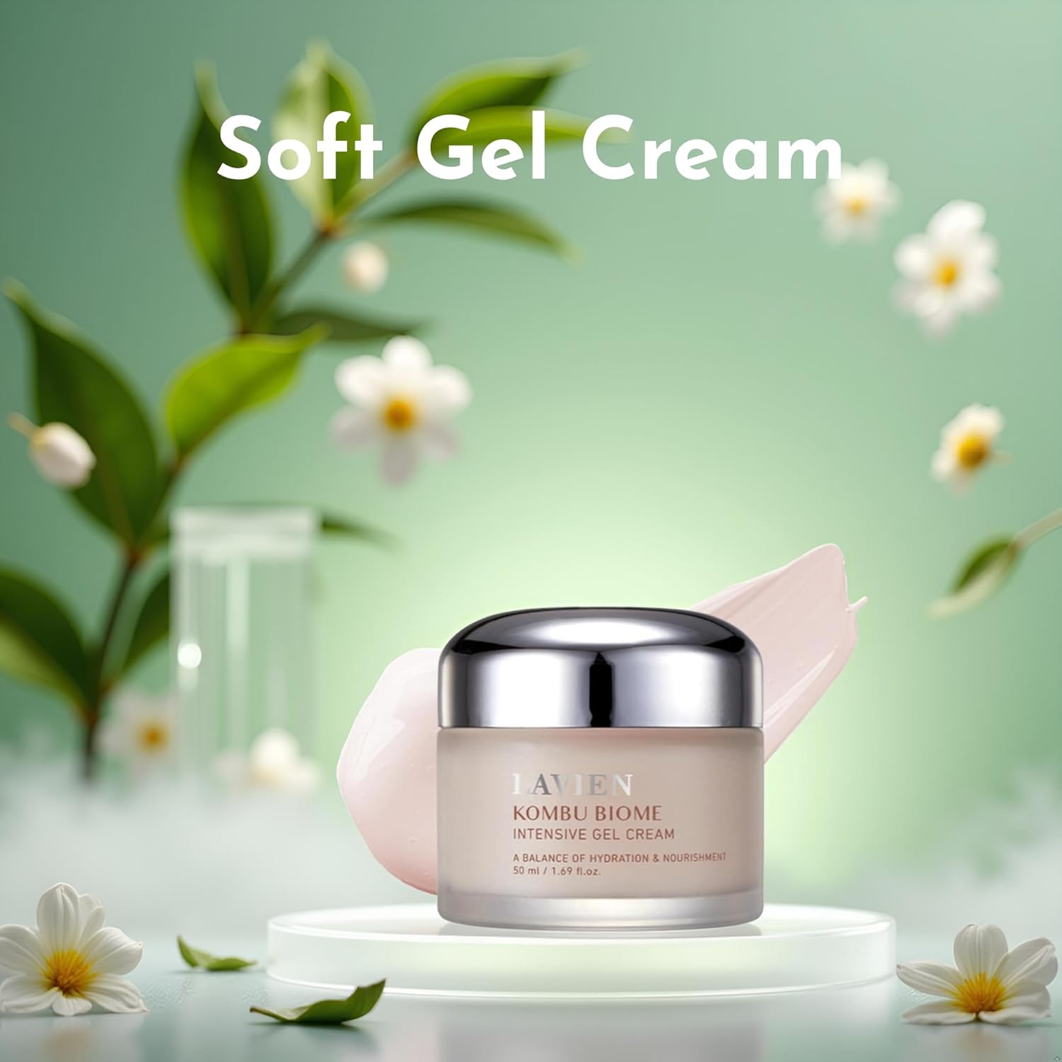 LAVIEN Intensive Gel Cream - Kombu Biome Facial Cream, Hydration and Nourishment - Firm Skin, Moisturizer, All Skin Types - 1.76 Oz(50g)