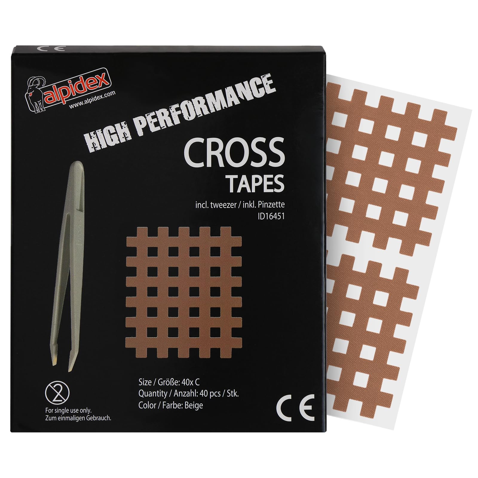 ALPIDEX Cross Tape Acupressure Patches Grid-Shaped Tapes Antistatic Tweezers Crosshatch Patches, Colour:Beige