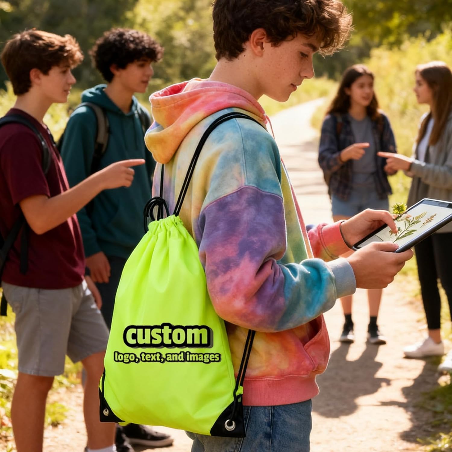Custom Drawstring Backpacks 10/50/100/200Pack - Bulk Pack with Your Logo & Text, Gym, Travel & Everyday Use