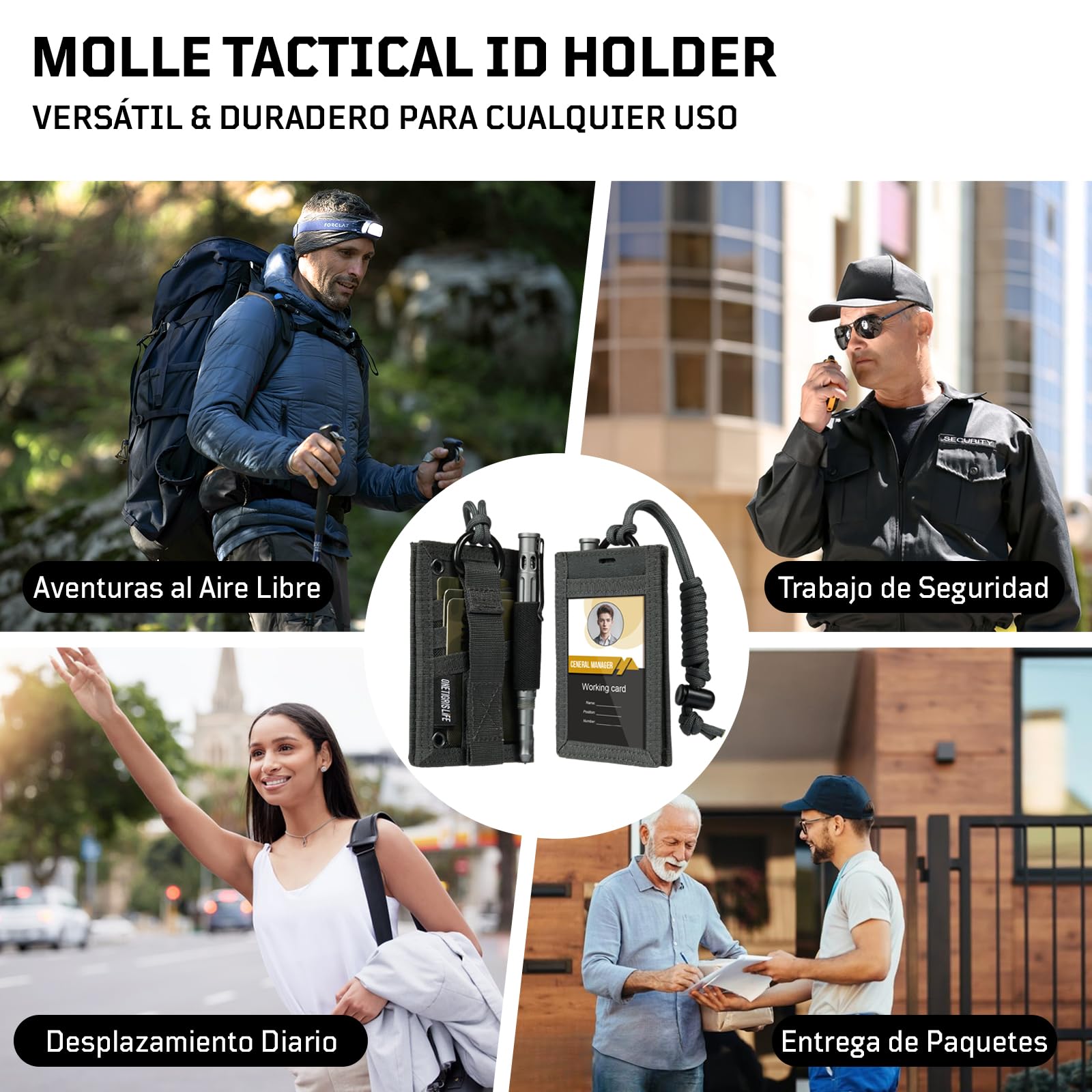 OneTigris - Portatarjetas de identificación táctico con Soporte para lápices y Collar