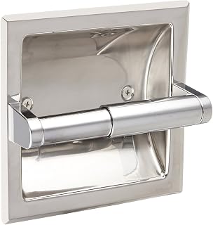 Rocky Mountain Goods Recessed Toilet Paper Holder with Rear Mounting Bracket Install Kit - Easy Installation - Saves Space in Your Bathroom - Premium Finish - Heavy Duty Metal (1, Chrome)