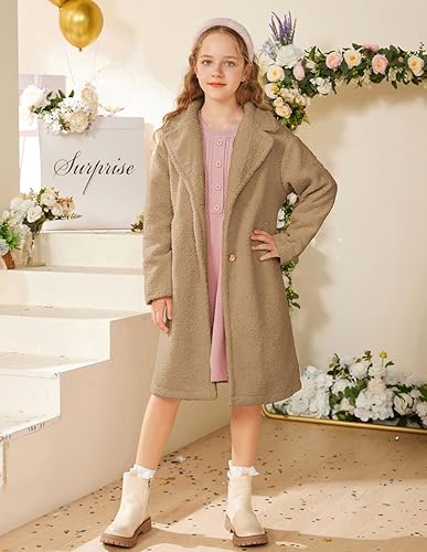 Miniatura 8 de GRACE KARIN Abrigo de vestir para niñas, abrigo acogedor de piel sintética de invierno para niñas de 5 a 12 años