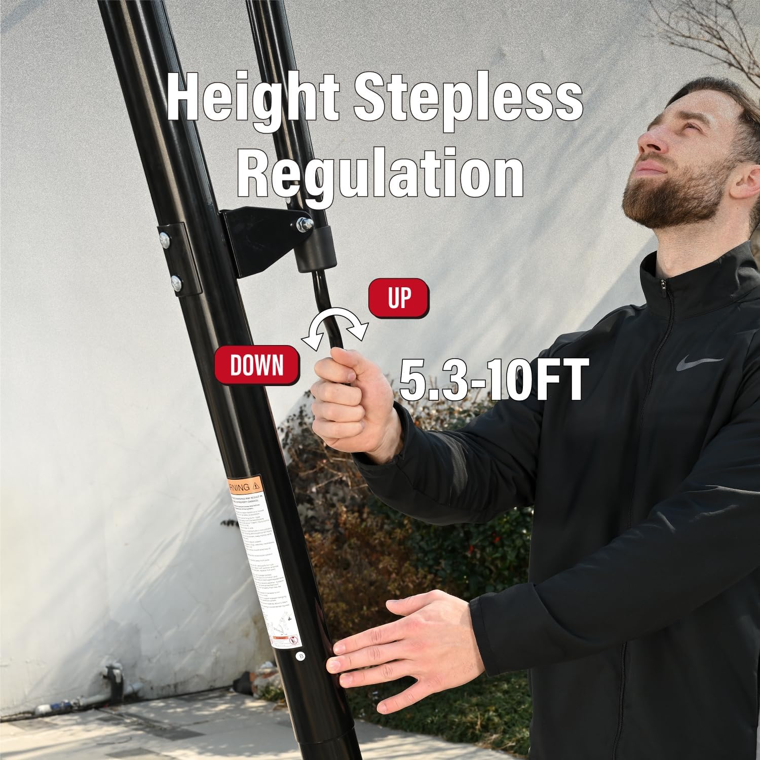 Skytime Basketball Hoop 44&48 Inch Backboard Portable Basketball Goals Outdoor,5.3-10ft Stepless Regulation Crank Adjust Basketball Goal System