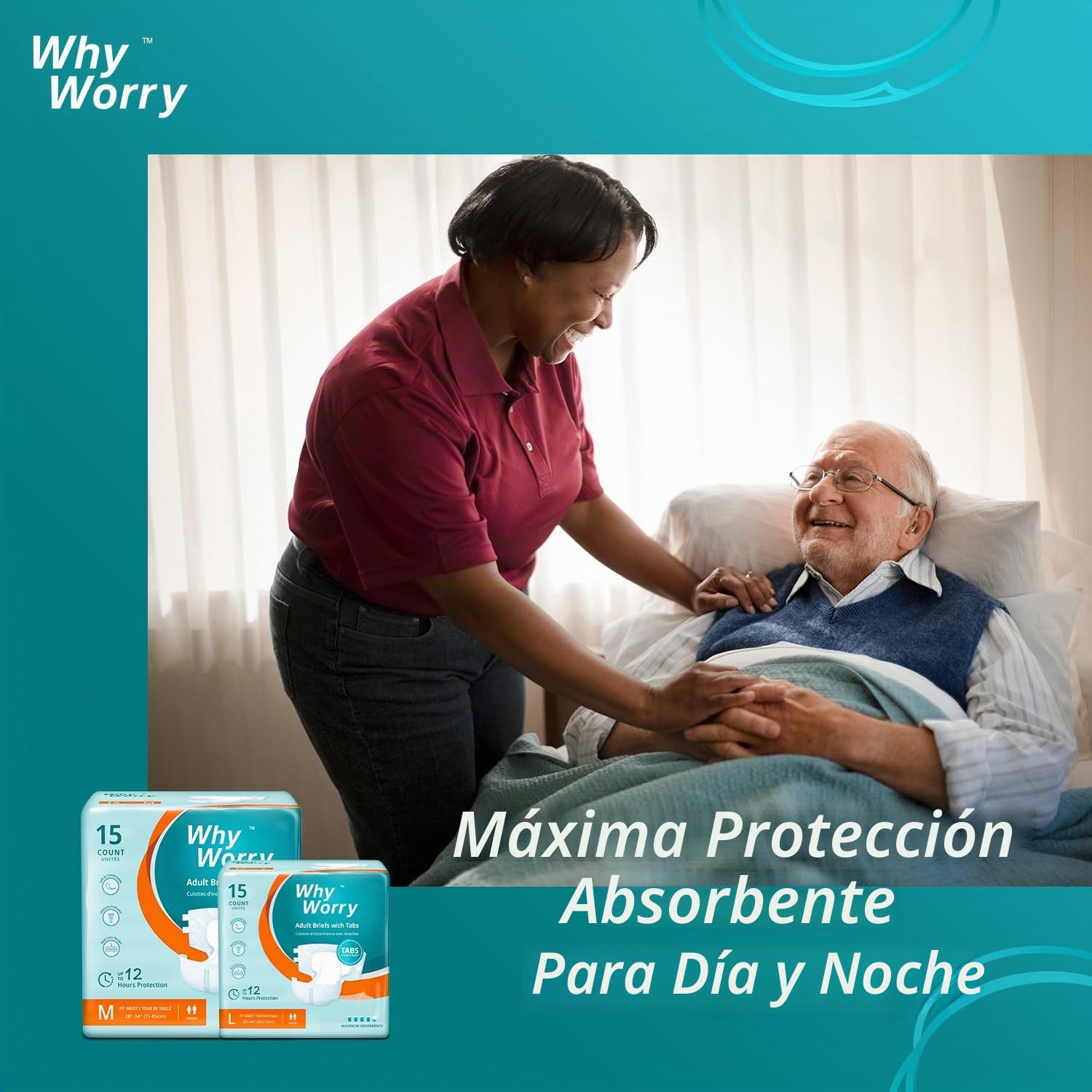 WhyWorry Pañales para Adultos con Máxima Absorción, Talla M, 60 Unidades | Dispositivos Absorbentes para Incontinencia Severa, Mujeres y Hombres, Protección Noche, Sistema Antiodor, Barreras Antifugas