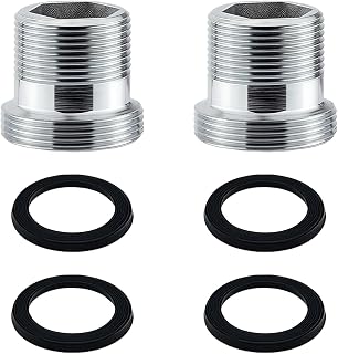 2 adaptadores de grifo M18 a M22, rosca exterior, conector de agua, adaptador de rosca de latón con junta de goma para filtro de agua, aireador, manguera de jardín, metal
