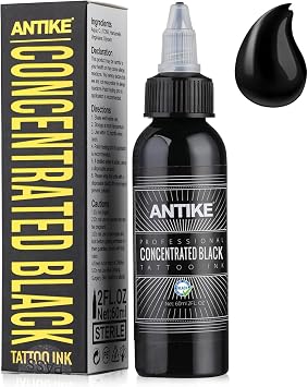 ANTIKE Black Tattoo Ink 2oz Pro Tattoo Ink Concentrated Black 60ml USA Standard Pigment for Tattoo Artist TI5003-60-030