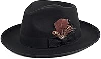 FADACHY Unisex Fedora Hats for Men & Women - Wide Brim Felt Panama Trilby Hat with Removable Feathers