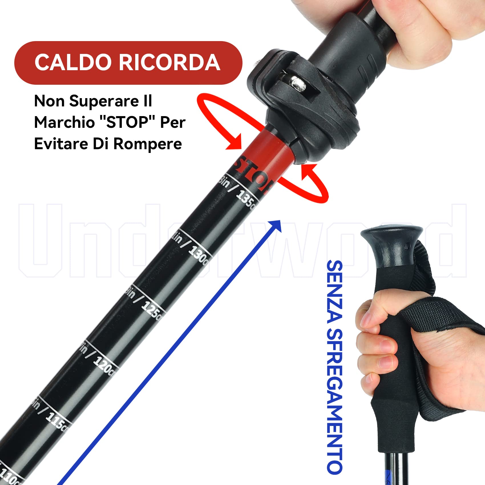 Bastoni da Nordic Walking per Trekking, Bastone da Trekking Telescopico 2 Pezzo per Tenda, Alluminio Bastone da Trekking per Bambini, Adulto, Bastone Regolabile con Assorbimento Anti-shock