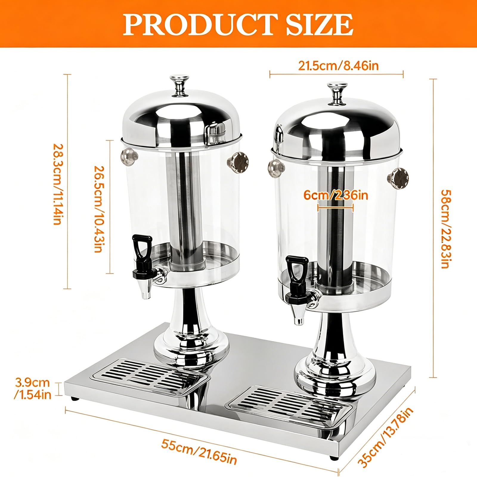 Dispensador de bebidas con grifo, capacidad de 16 L, dispensador de bebidas frías y calientes de acero inoxidable para fiestas, bufés, cafeterías, hogares, incluye bandeja de goteo