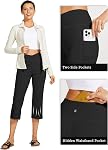 Willit Women's Yoga Capris Pants High Waist Leggings Crossover Straight Leg Athletic Exercise Workout Crop Capris 21"