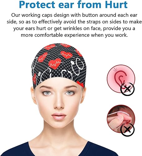 Vista 33 de Fesciory Gorras de trabajo ajustables con botón y banda para el sudor, sombreros de cola de caballo para mujer, cabello largo