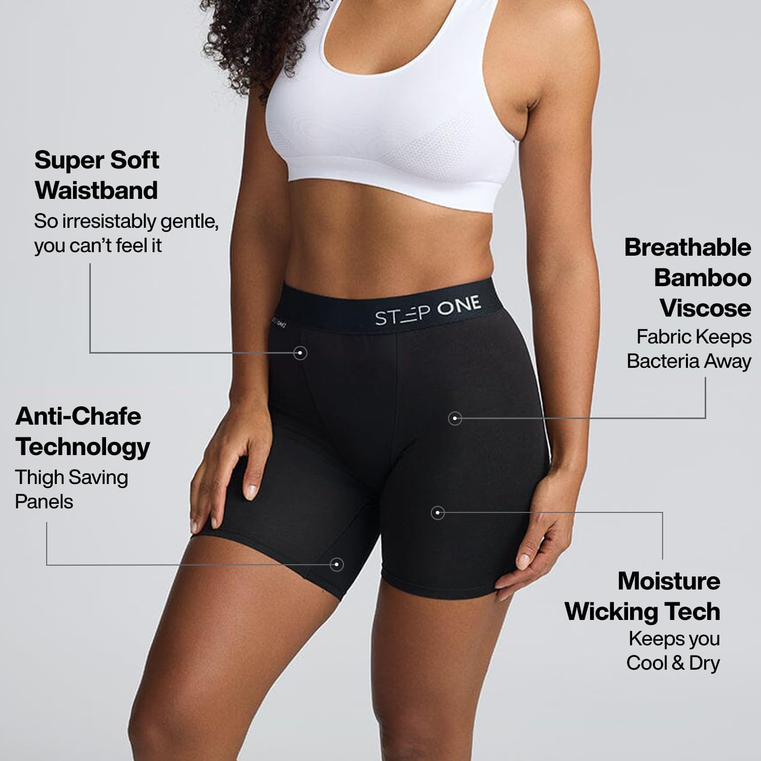 STEP ONE Womens Boxers Underwear, 1 Pair, Viscose from Bamboo Womens Underwear, Moisture-Wicking, Anti-Chafing Boxers - Image 3