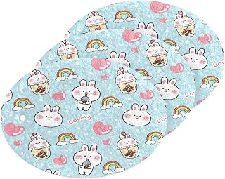 Cute Rabbit Rainbow Blue Kitchen Sponges Cleaning Dish Sponges Non-Scratch Natural Scrubber Sponge for Kitchen Bathroom Cars, pack of 3